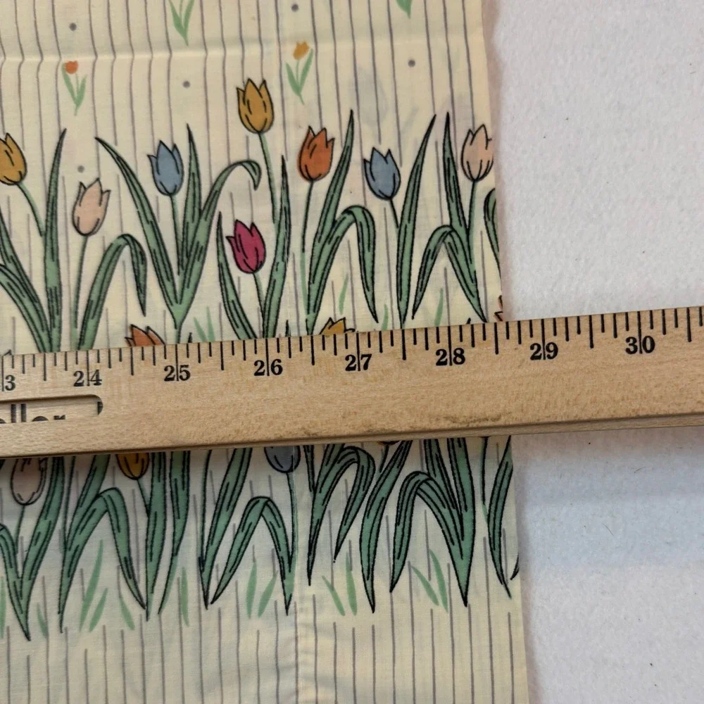 Vintage Mid Century Tulip Floral 3 Pc Pillowcase + Sham Set Cottagecore Grandma